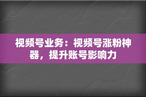 视频号业务:视频号涨粉神器,提升账号影响力 第2张 视频号业务:视频号涨粉神器,提升账号影响力 第2张