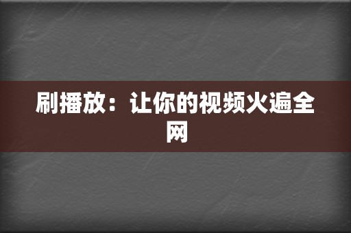 刷播放：让你的视频火遍全网  第2张