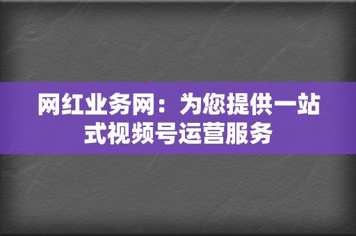 网红业务网:为您提供一站式视频号运营服务 第2张 网红业务网:为您提供一站式视频号运营服务 第2张