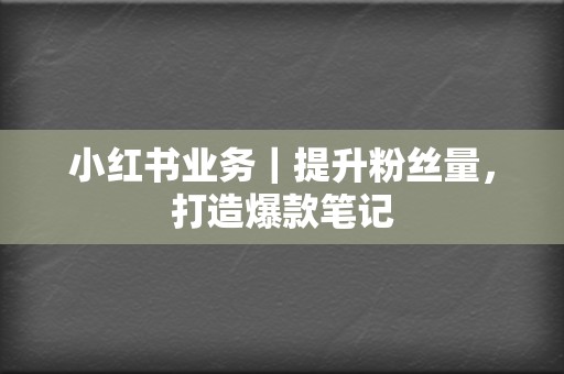 小红书业务｜提升粉丝量，打造爆款笔记  第2张