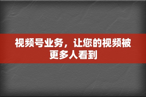 视频号业务,让您的视频被更多人看到 第2张 视频号业务,让您的视频被更多人看到 第2张