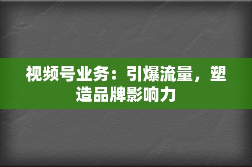 视频号业务:引爆流量,塑造品牌影响力 第2张 视频号业务:引爆流量,塑造品牌影响力 第2张