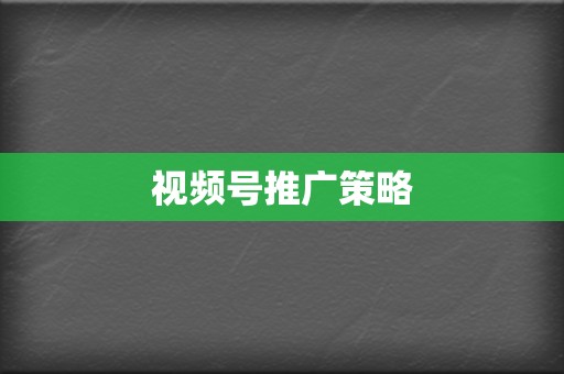 视频号推广策略 第2张 视频号推广策略 第2张