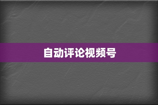 自动评论视频号 第2张 自动评论视频号 第2张