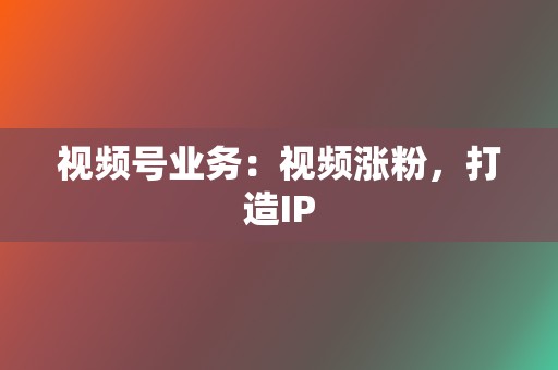 视频号业务：视频涨粉，打造IP  第2张