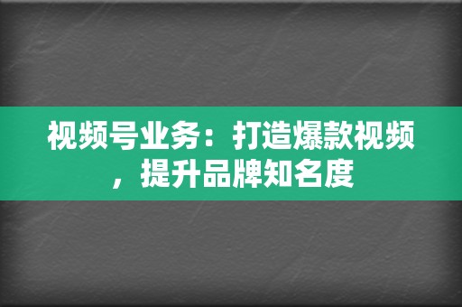 视频号业务:打造爆款视频,提升品牌知名度 第2张 视频号业务:打造爆款视频,提升品牌知名度 第2张