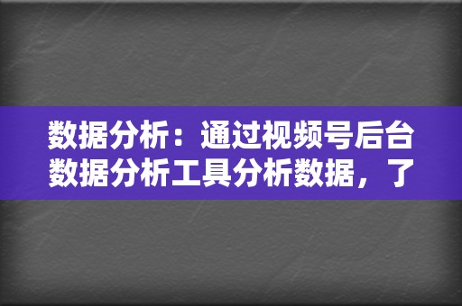 数据分析:通过视频号后台数据分析工具分析数据,了解视频号的运营效果,不断优化运营策略 第2张 数据分析:通过视频号后台数据分析工具分析数据,了解视频号的运营效果,不断优化运营策略 第2张