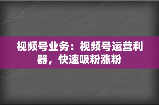视频号业务:视频号运营利器,快速吸粉涨粉 第2张 视频号业务:视频号运营利器,快速吸粉涨粉 第2张