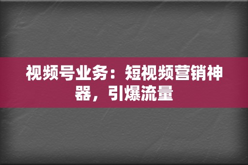 视频号业务:短视频营销神器,引爆流量 第2张 视频号业务:短视频营销神器,引爆流量 第2张
