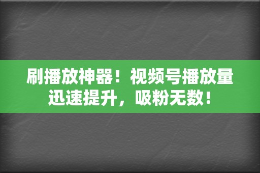 刷播放神器!视频号播放量迅速提升,吸粉无数! 第2张 刷播放神器!视频号播放量迅速提升,吸粉无数! 第2张