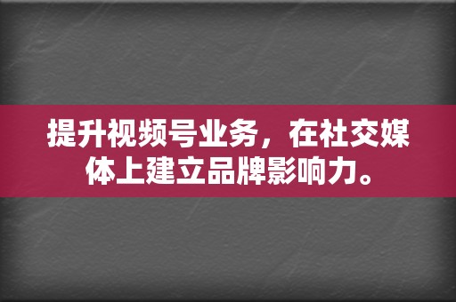 提升视频号业务,在社交媒体上建立品牌影响力。 第2张 提升视频号业务,在社交媒体上建立品牌影响力。 第2张