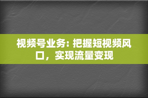 视频号业务: 把握短视频风口,实现流量变现 第2张 视频号业务: 把握短视频风口,实现流量变现 第2张