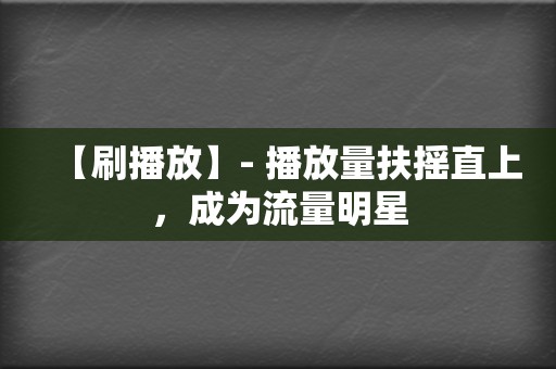 【刷播放】- 播放量扶摇直上,成为流量明星 第2张 【刷播放】- 播放量扶摇直上,成为流量明星 第2张