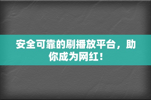 安全可靠的刷播放平台，助你成为网红！  第2张
