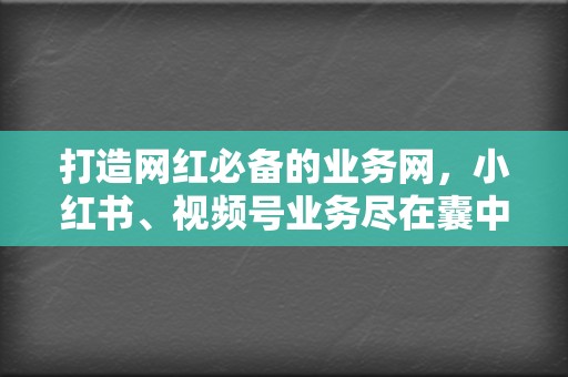 打造网红必备的业务网,小红书、视频号业务尽在囊中! 第2张 打造网红必备的业务网,小红书、视频号业务尽在囊中! 第2张