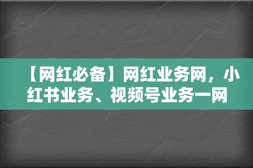 【网红必备】网红业务网，小红书业务、视频号业务一网打尽！  第2张