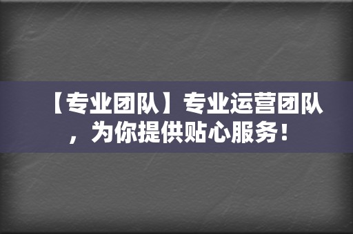 【专业团队】专业运营团队，为你提供贴心服务！  第2张