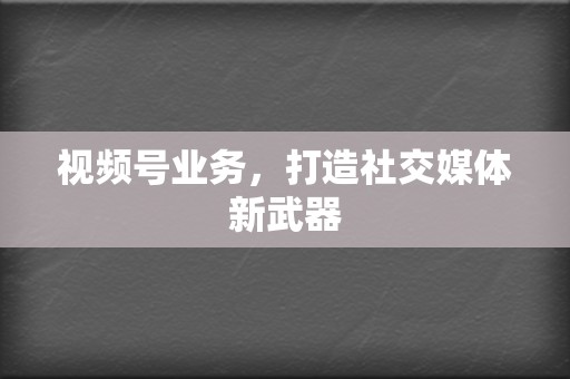 视频号业务,打造社交媒体新武器 第2张 视频号业务,打造社交媒体新武器 第2张