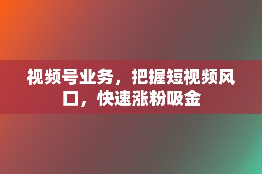 视频号业务,把握短视频风口,快速涨粉吸金 第2张 视频号业务,把握短视频风口,快速涨粉吸金 第2张
