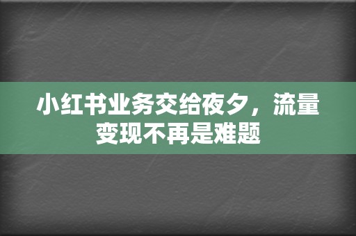 小红书业务交给夜夕，流量变现不再是难题  第2张