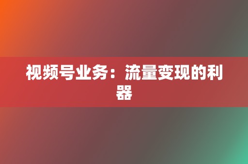 视频号业务:流量变现的利器 第2张 视频号业务:流量变现的利器 第2张