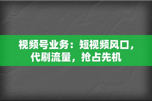 视频号业务:短视频风口,代刷流量,抢占先机 第2张 视频号业务:短视频风口,代刷流量,抢占先机 第2张