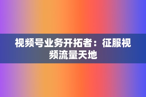 视频号业务开拓者:征服视频流量天地 第2张 视频号业务开拓者:征服视频流量天地 第2张