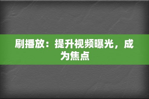 刷播放:提升视频曝光,成为焦点 第2张 刷播放:提升视频曝光,成为焦点 第2张