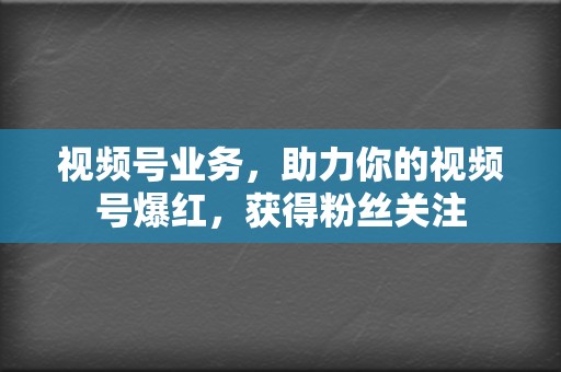 视频号业务,助力你的视频号爆红,获得粉丝关注 第2张 视频号业务,助力你的视频号爆红,获得粉丝关注 第2张
