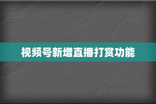 视频号新增直播打赏功能 第2张 视频号新增直播打赏功能 第2张