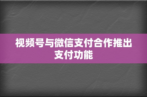 视频号与微信支付合作推出支付功能 第2张 视频号与微信支付合作推出支付功能 第2张