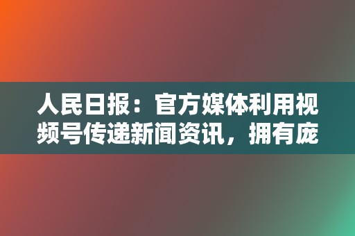 人民日报:官方媒体利用视频号传递新闻资讯,拥有庞大的粉丝群。 第2张 人民日报:官方媒体利用视频号传递新闻资讯,拥有庞大的粉丝群。 第2张