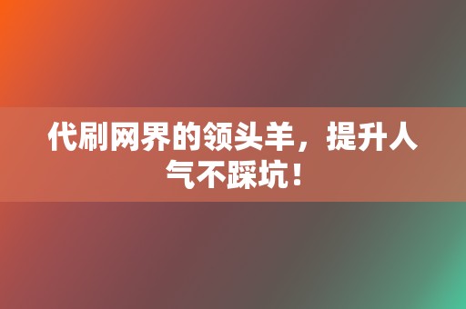 代刷网界的领头羊,提升人气不踩坑! 第2张 代刷网界的领头羊,提升人气不踩坑! 第2张