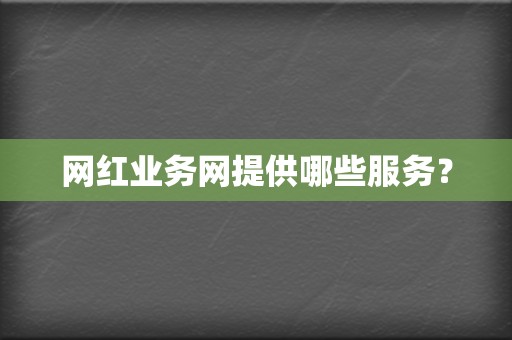 网红业务网提供哪些服务? 第2张 网红业务网提供哪些服务? 第2张