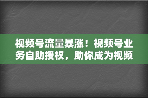 视频号流量暴涨!视频号业务自助授权,助你成为视频达人 第2张 视频号流量暴涨!视频号业务自助授权,助你成为视频达人 第2张
