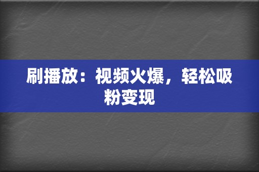 刷播放:视频火爆,轻松吸粉变现 第2张 刷播放:视频火爆,轻松吸粉变现 第2张