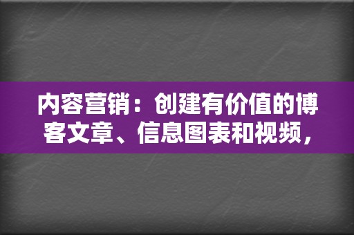 内容营销:创建有价值的博客文章、信息图表和视频,以吸引目标受众并建立信任。 第2张 内容营销:创建有价值的博客文章、信息图表和视频,以吸引目标受众并建立信任。 第2张