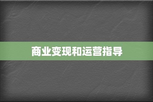 商业变现和运营指导 第2张 商业变现和运营指导 第2张