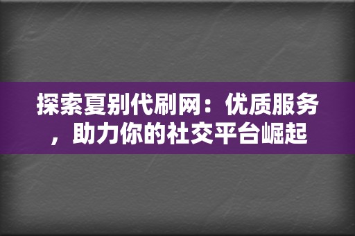 探索夏别代刷网：优质服务，助力你的社交平台崛起  第2张