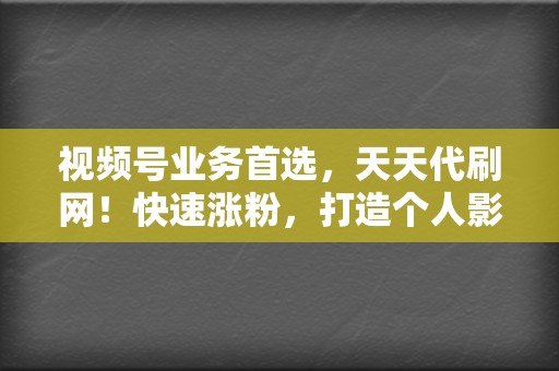 视频号业务首选,天天代刷网!快速涨粉,打造个人影响力 第2张 视频号业务首选,天天代刷网!快速涨粉,打造个人影响力 第2张