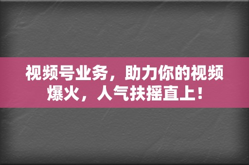 视频号业务,助力你的视频爆火,人气扶摇直上! 第2张 视频号业务,助力你的视频爆火,人气扶摇直上! 第2张
